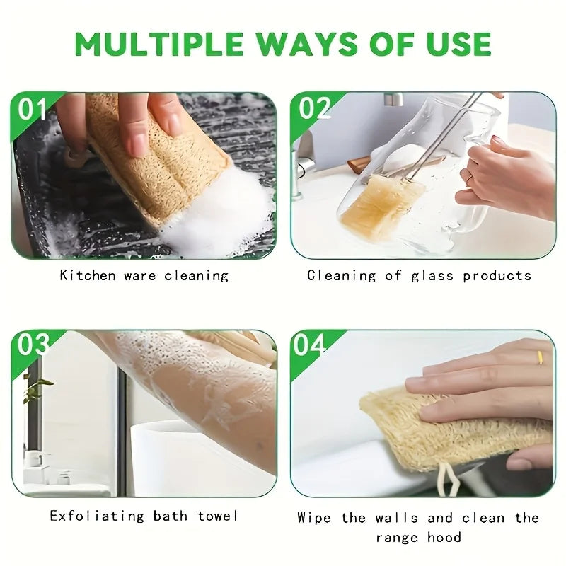 Natural Loofah Exfoliating Sponges And Bamboo Fiber Cleaning Pads