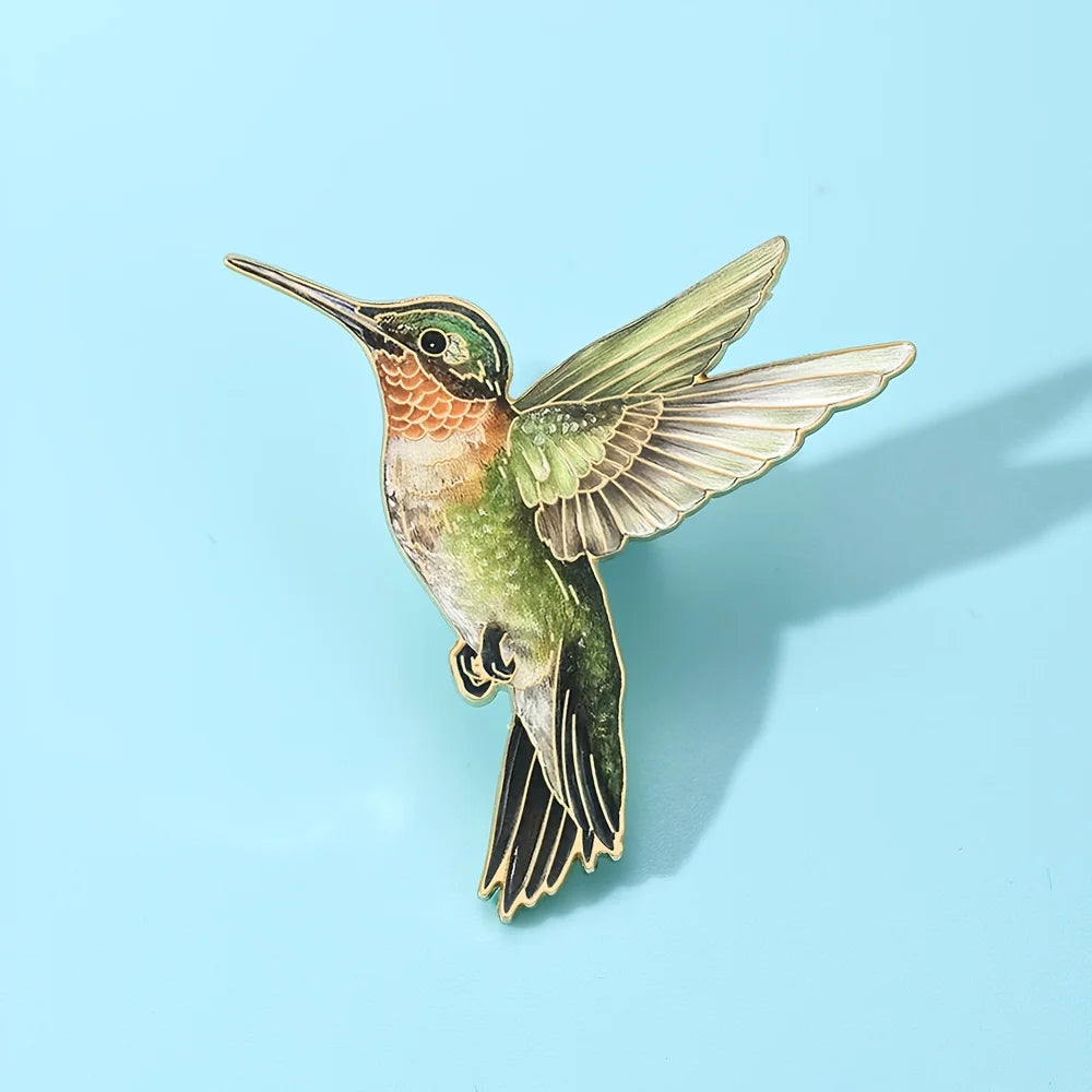 Modern Hummingbird Enamel Brooch With Zinc Alloy Lapel Pin