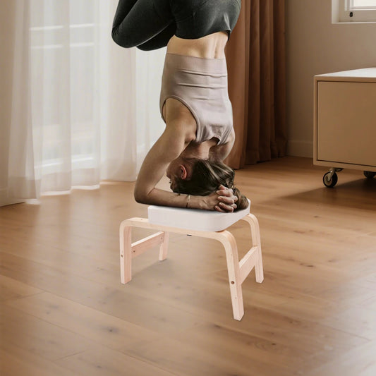Wood Yoga Headstand Bench Inversion Chair Relief Fatigue