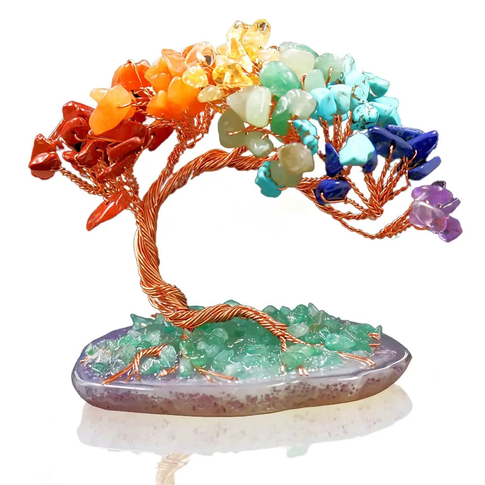 Natural Crystal Agate Fortune Tree Ornament With Copper Wire