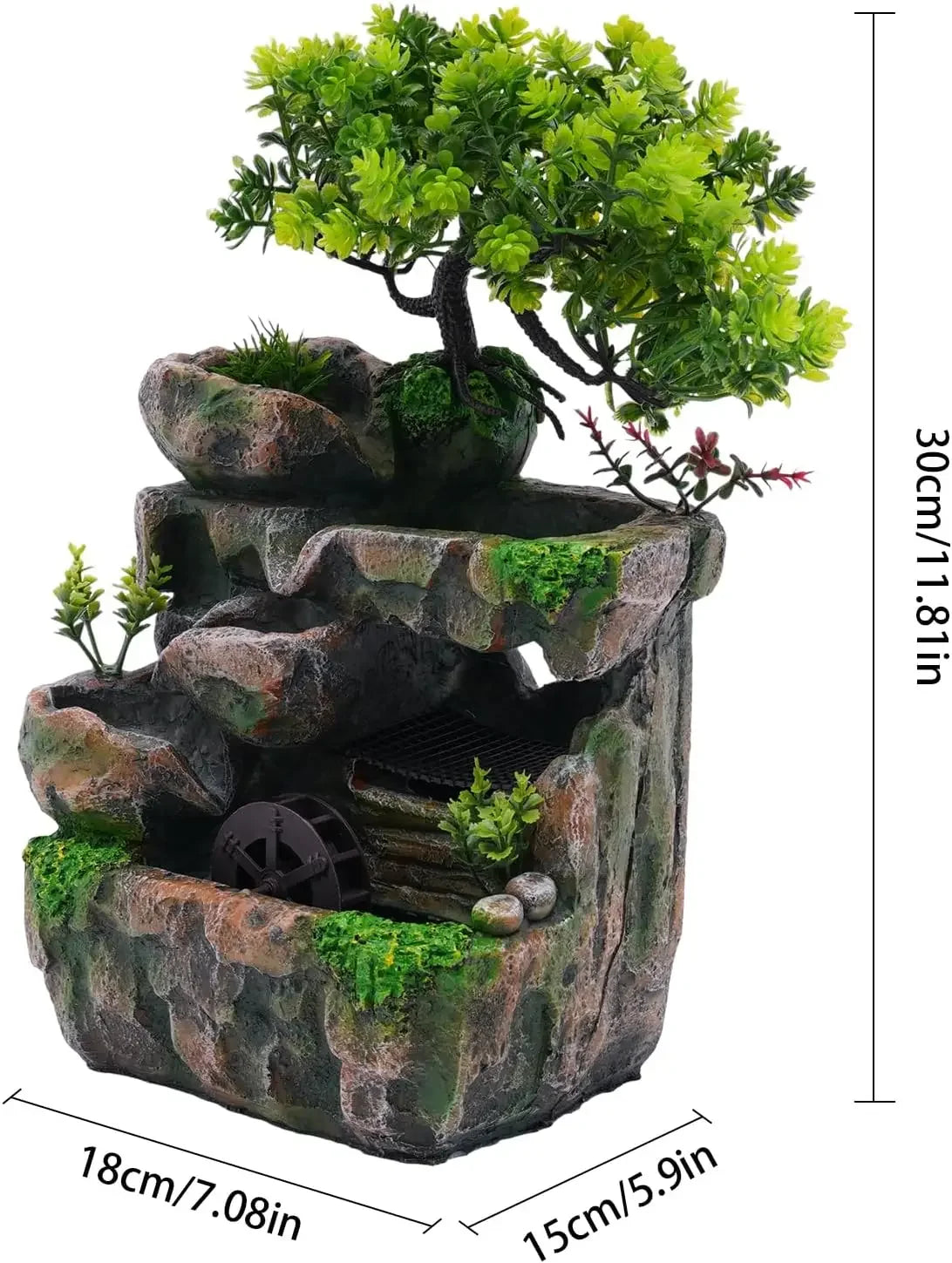 Indoor Tabletop Waterfall Fountain With Auto Pump And LED Light