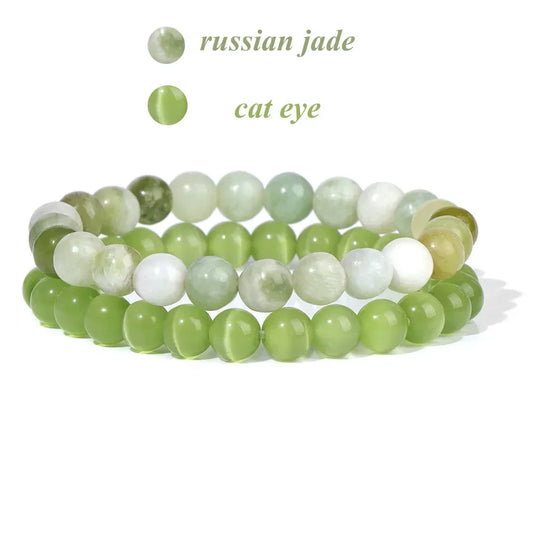 GolbalJew 2-Piece Natural Stone Bead Bracelet Set Unisex Fashion Gift
