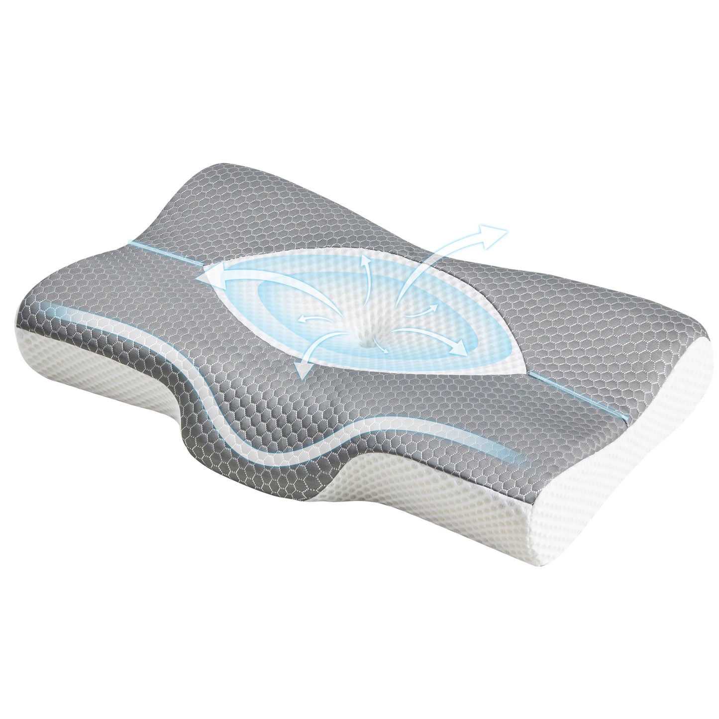 JHK Cervical Neck Double Sided Memory Foam Pillow Ergonomic Support