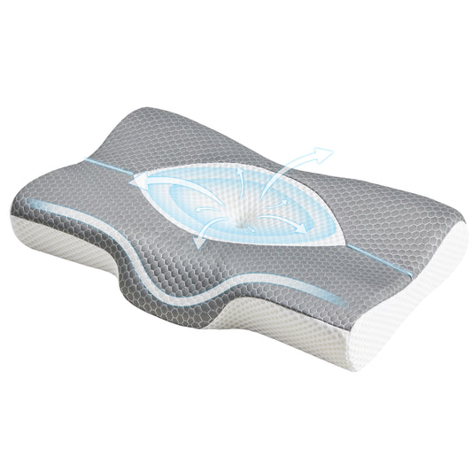 JHK Cervical Neck Double Sided Memory Foam Pillow Ergonomic Support
