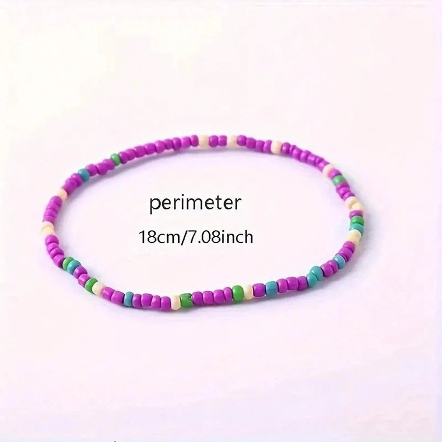 Bohemian Glass Bead Bracelets 17 Pcs Set Unisex Assorted Colors