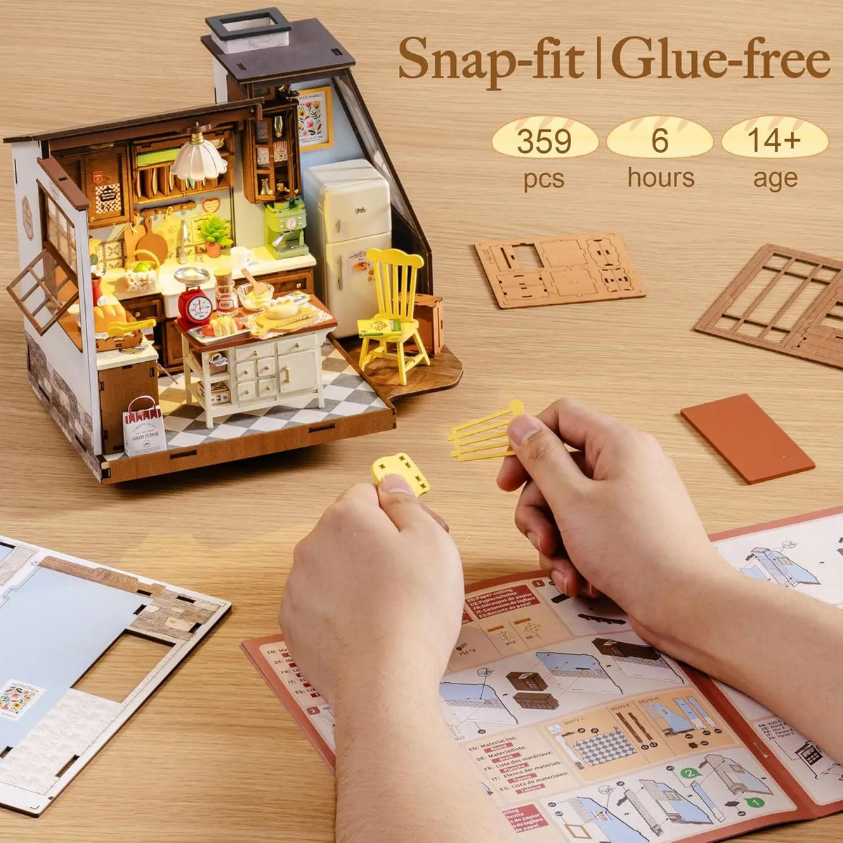 Robotime DIY Miniature Baking Kitchen Dollhouse Book Nook Kit