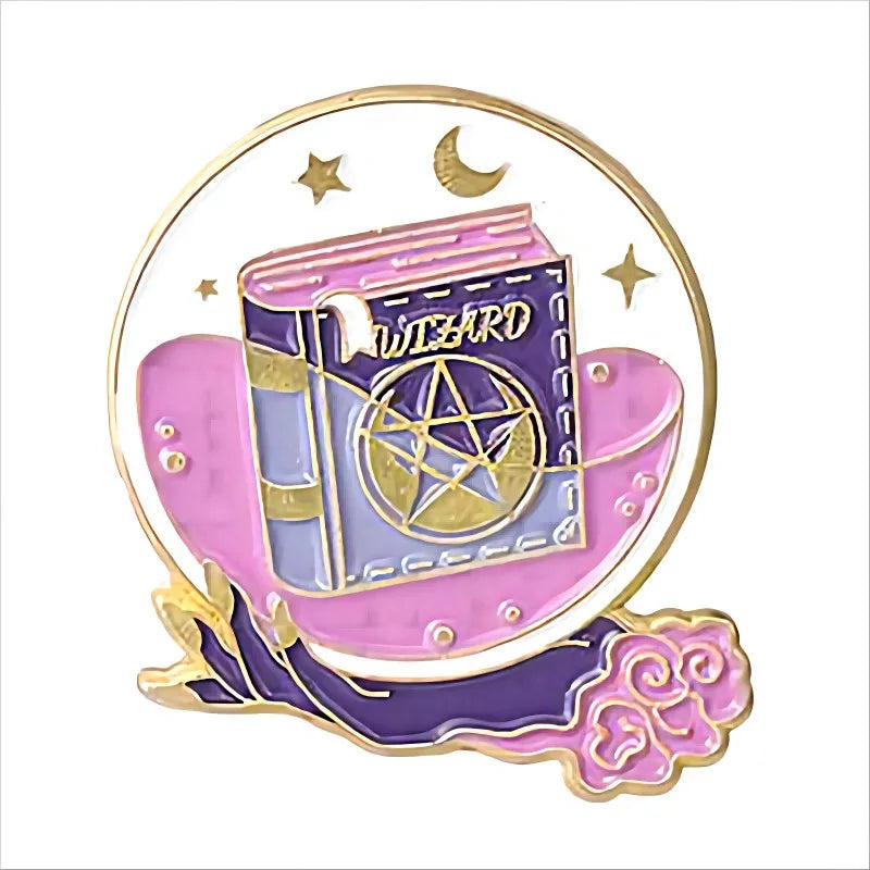 Pinsalot Witch Cat Enamel Pin Magic Hat Crystal Ball