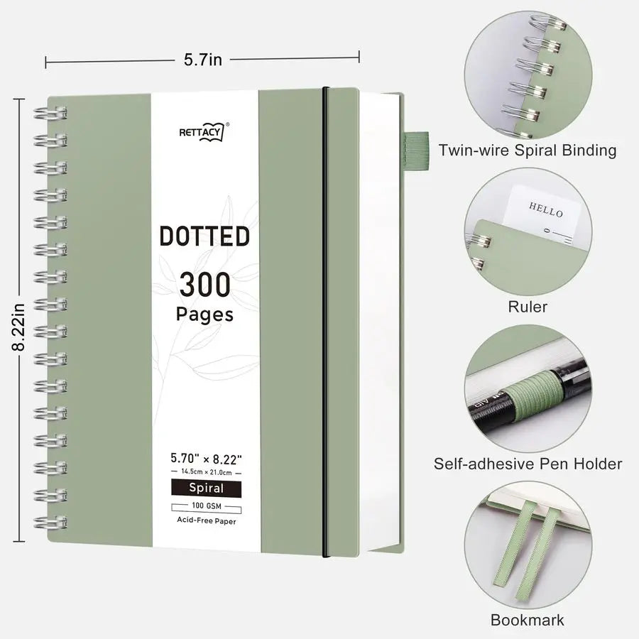 Bullet Dotted Journal Notebook Spiralbound 300 Pages 100 GSM