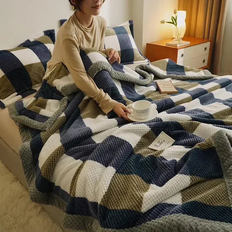 Knit Chenille Blanket Throw Machine Washable For Couch