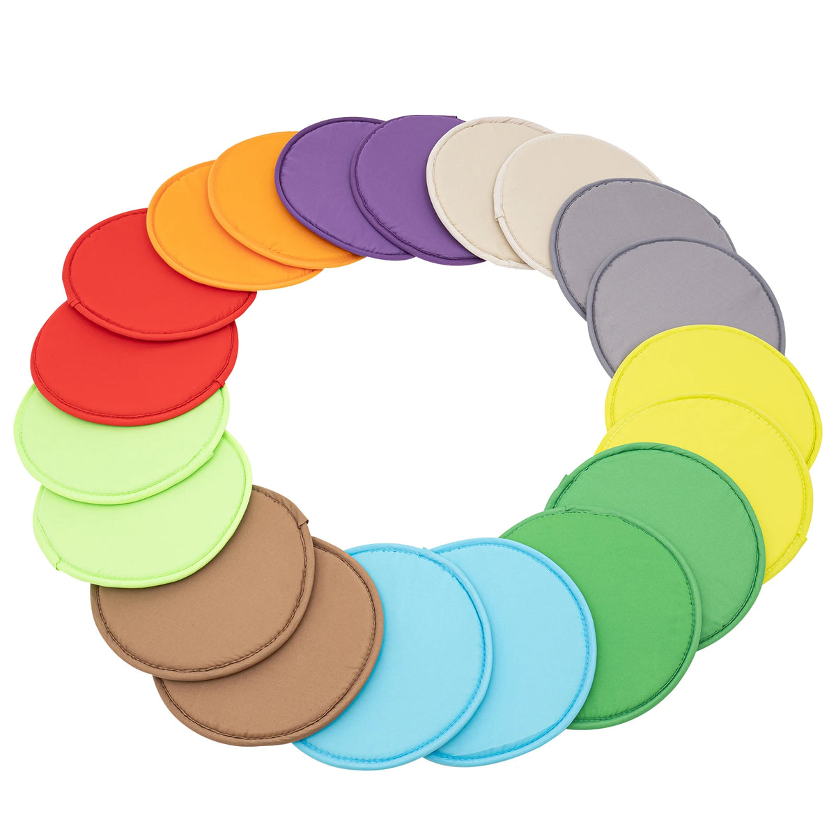 Twenty Round Floor Cushions Constructed From Washable Polyester And Sponge