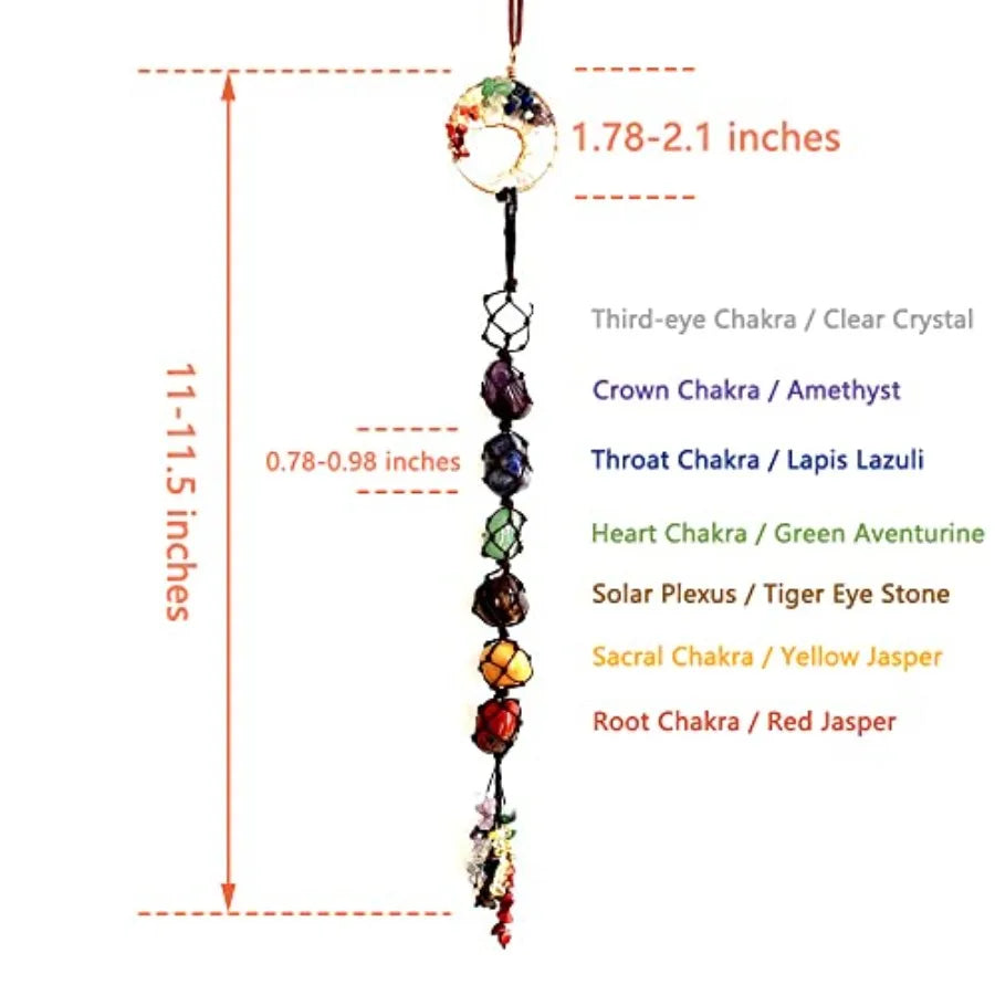 Tree of Life 7 Chakra Stones Dream Catchers Healing Crystals Gifts Window Car Hanging Ornaments Curtain Hangings Feng Shui Witc