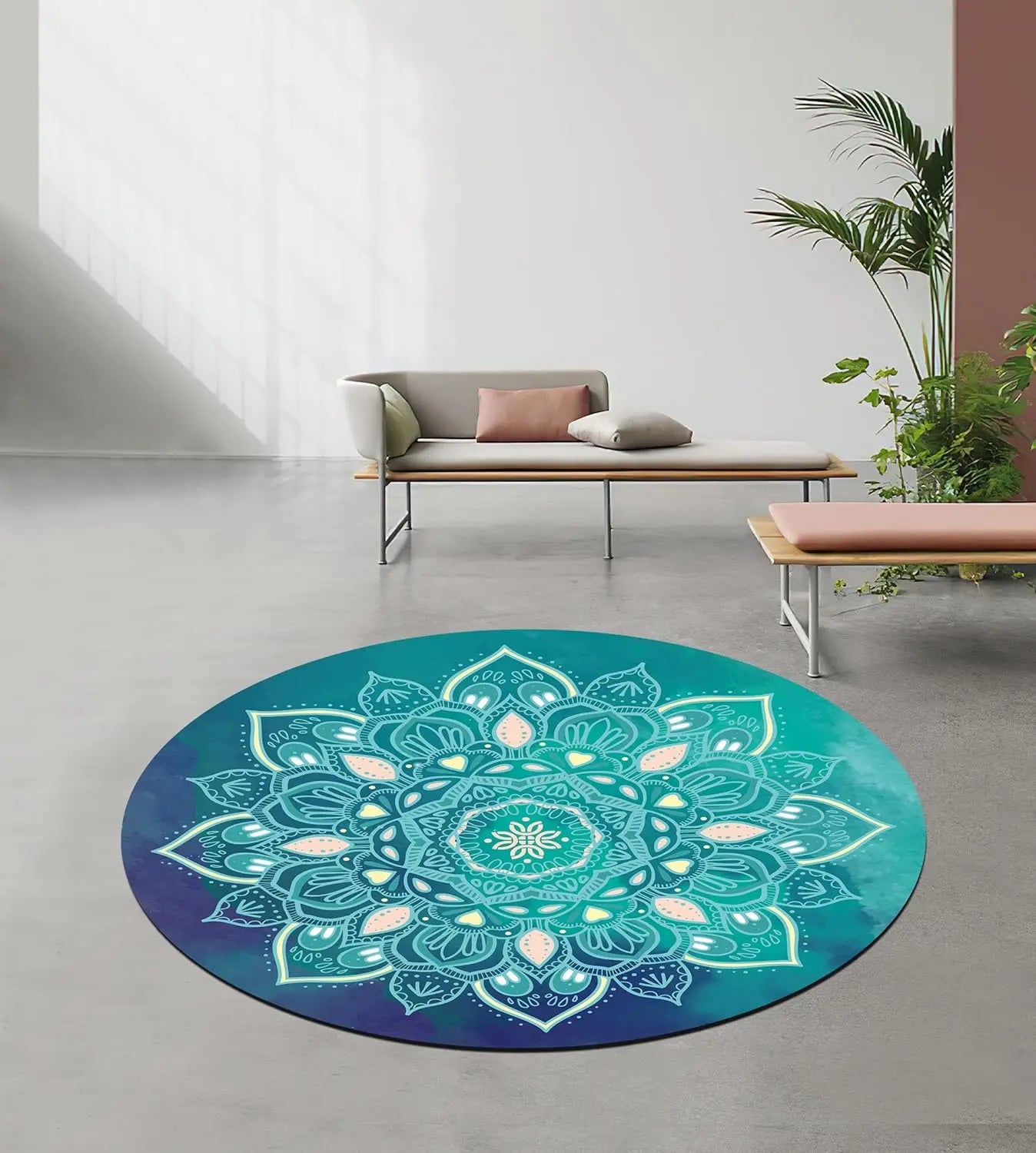 YTYIN Round Yoga Pilates Mat With Non Slip Suede Rubber
