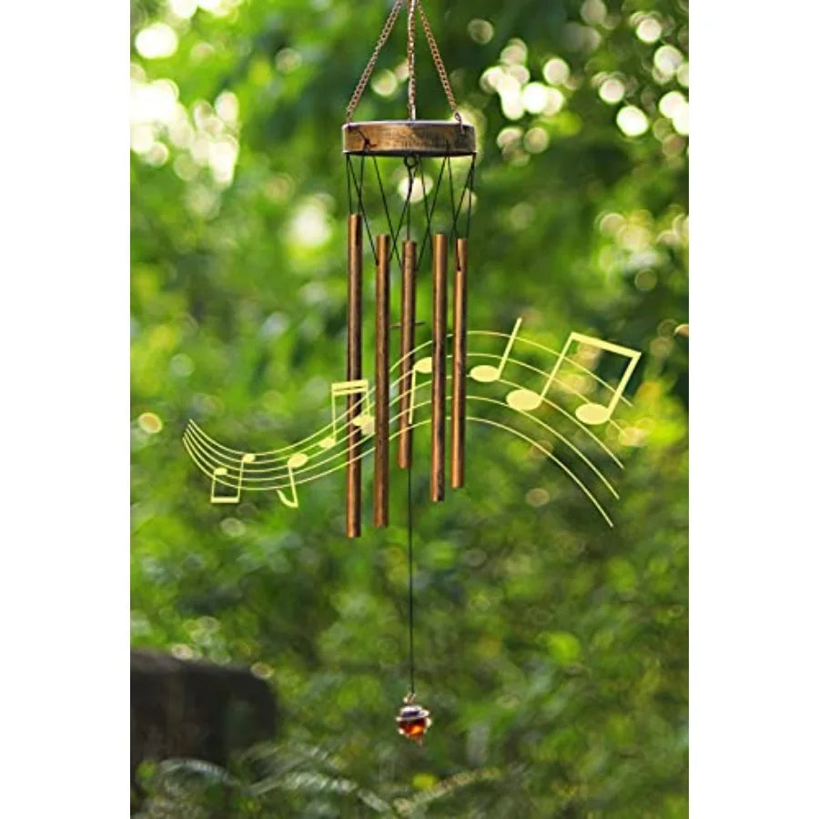 Solar Wind Chimes LED Crackle Glass Outdoor Garden Bells
