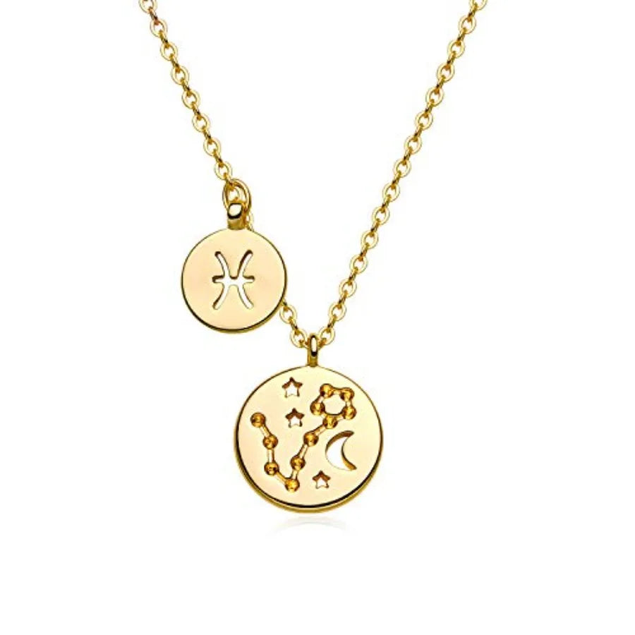 18K Gold Plated Astrology Zodiac Necklace With Constellation Pendant