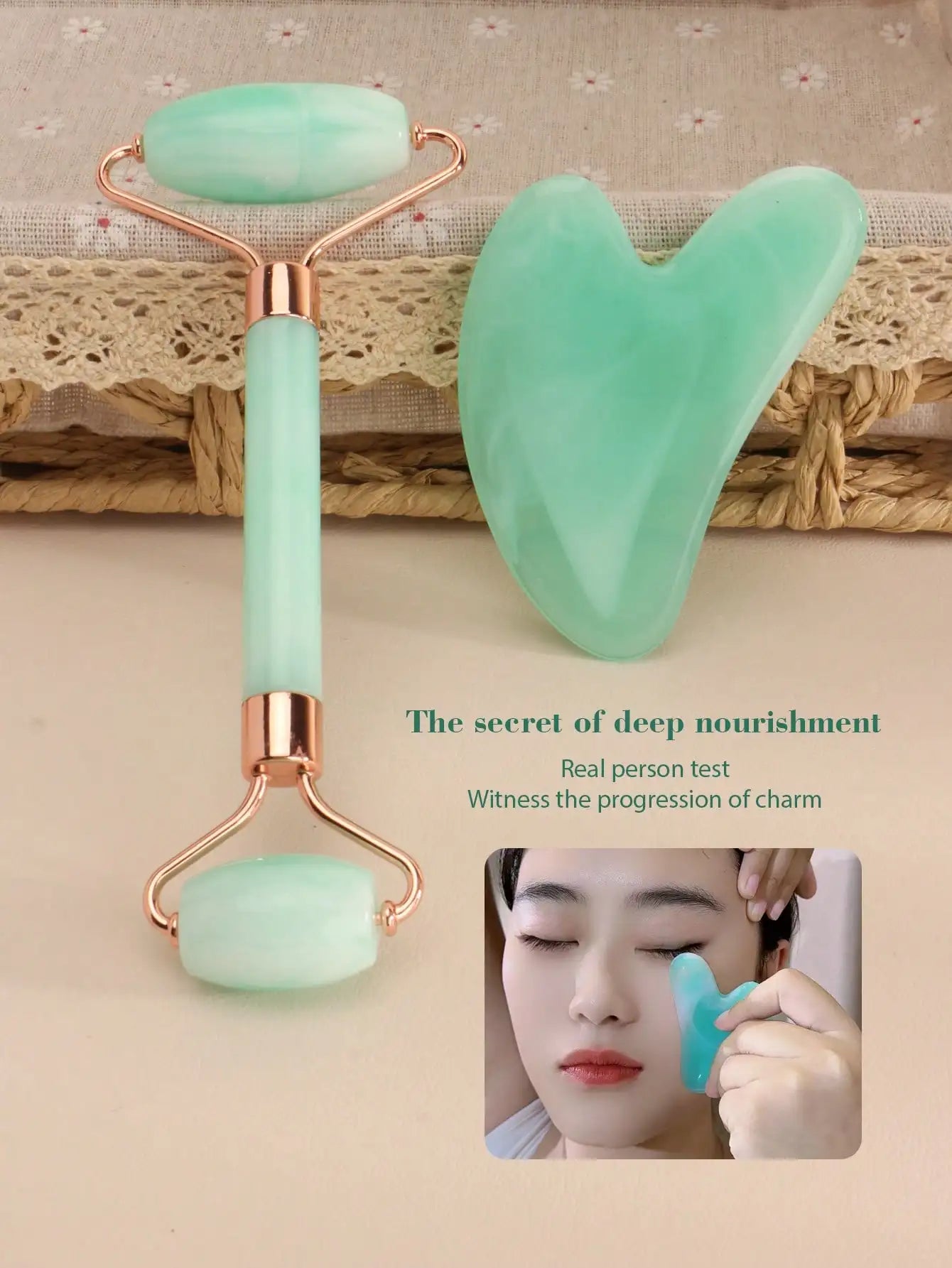 Facial Massage Tool Kit 3-Piece Set: Face Roller And Cupping