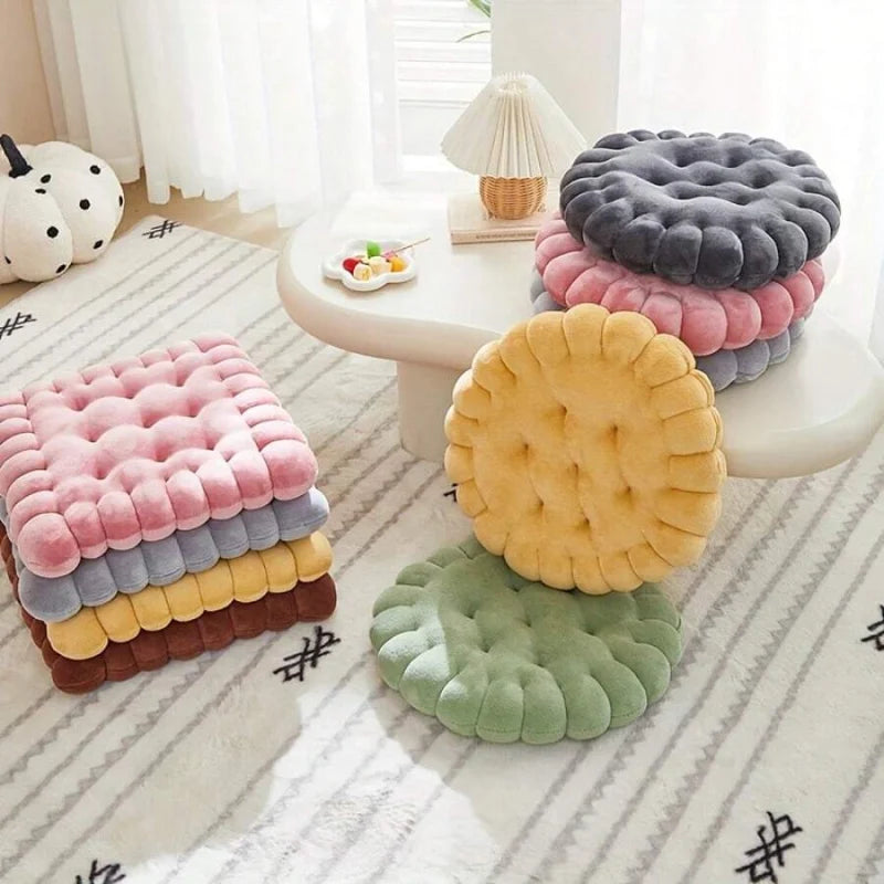 Biscuit Shaped Meditation Cushion Breathable Cotton Floor Pillow