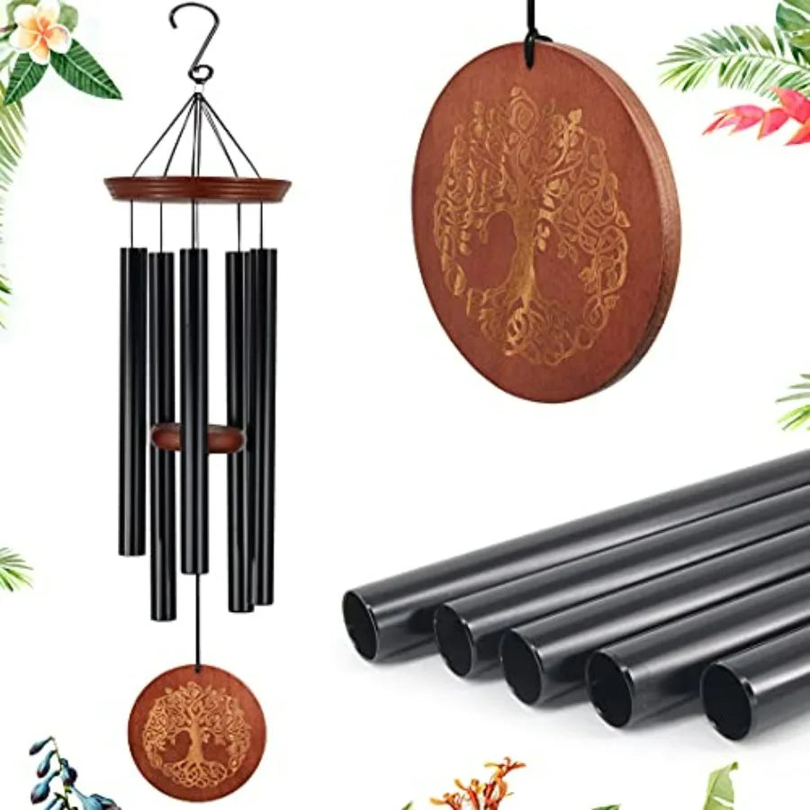 Wind Chimes for Outside, Large Garden Hanging Decor with Tree of Life Engraving