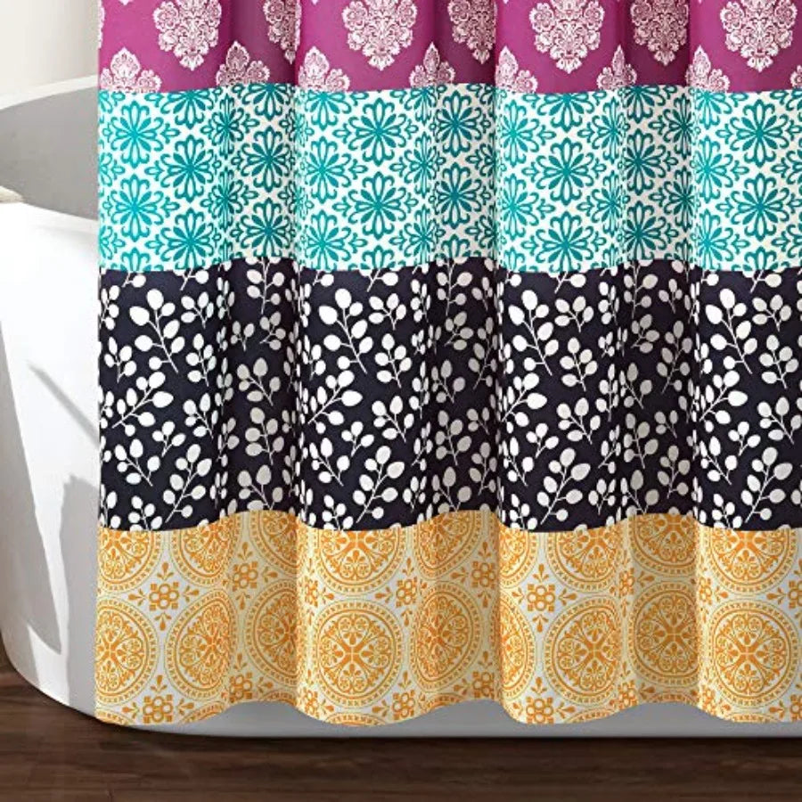 Bohemian Stripe Polyester Shower Curtain Boho Kitchen Bath Decor