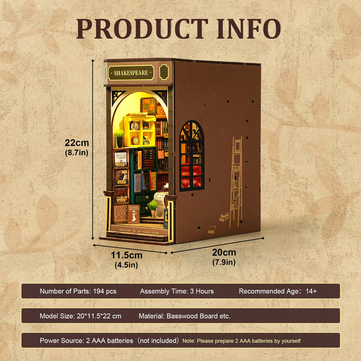Rolife DIY Book Nook Kit Bookstore 3D Model Puzzle Gift