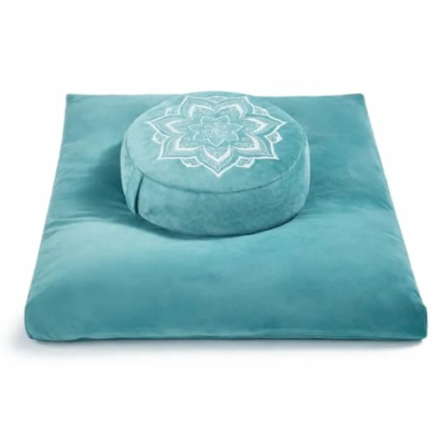 Meditation Cushion Set Zafu Zabuton Buckwheat Hull Memory Foam