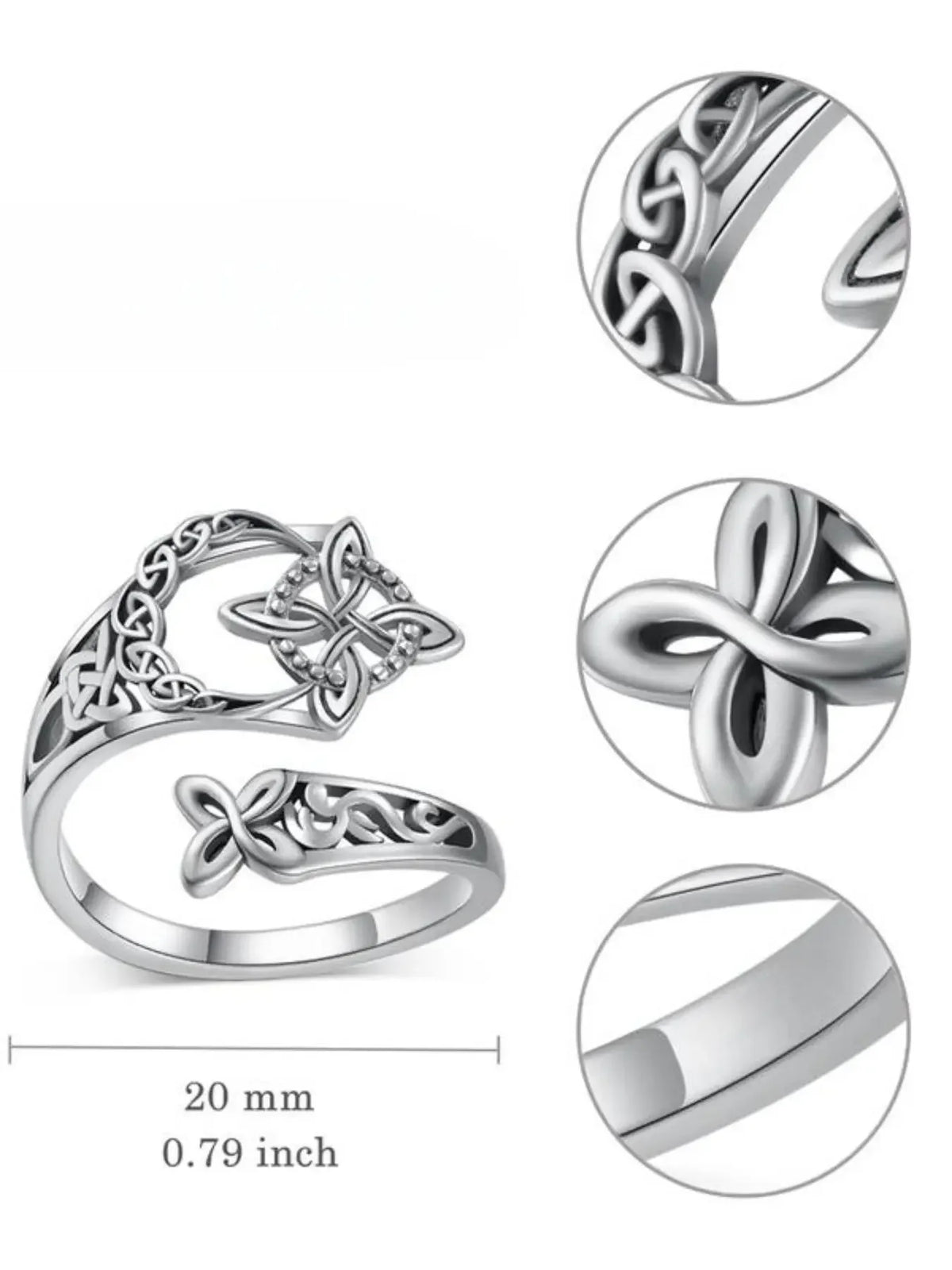 Adjustable Hecate Witch Knot Ring Platinum Plated Copper Spiritual Jewelry