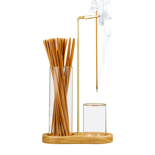 2 In 1 Incense Holder With Glass Ash Catcher And Sticks Organizer