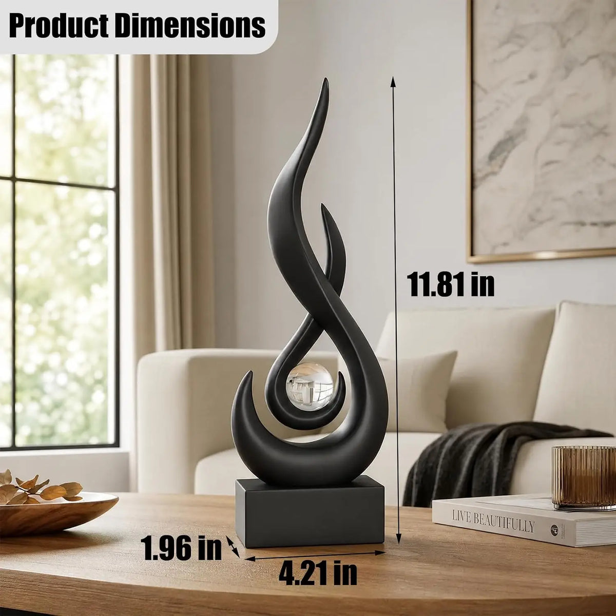 Modern Abstract Golden Flame Decor Figurine Home Ornament Sculpture