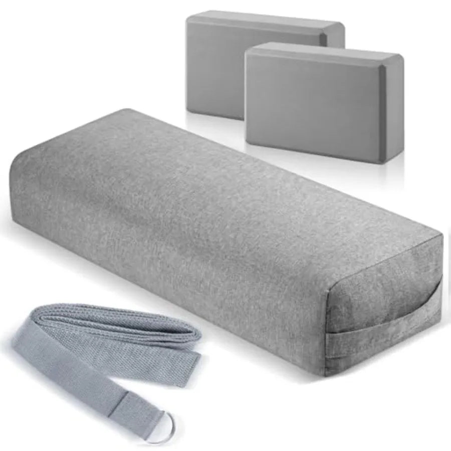 Yoga Bolster Pillow Blocks With Strap Set For Restorative Meditation
