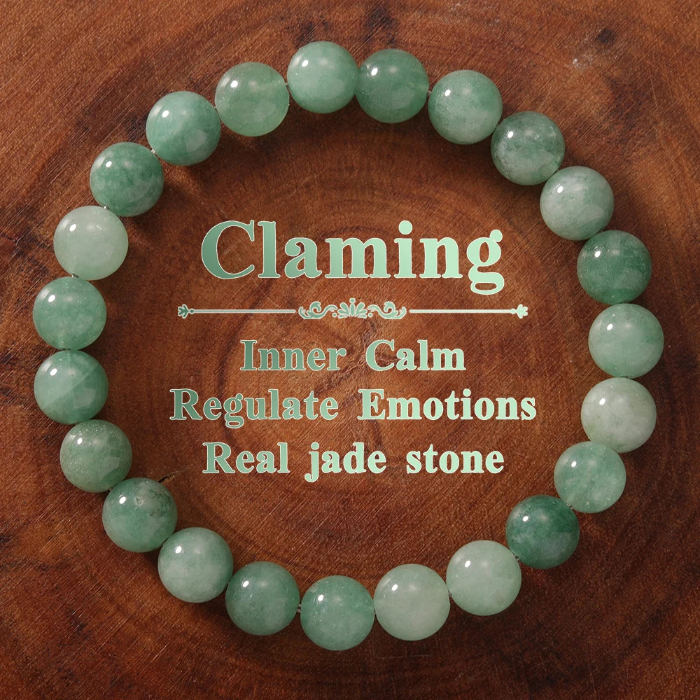 Genuine Jade Natural Stone Beaded Bracelet For Modern Style