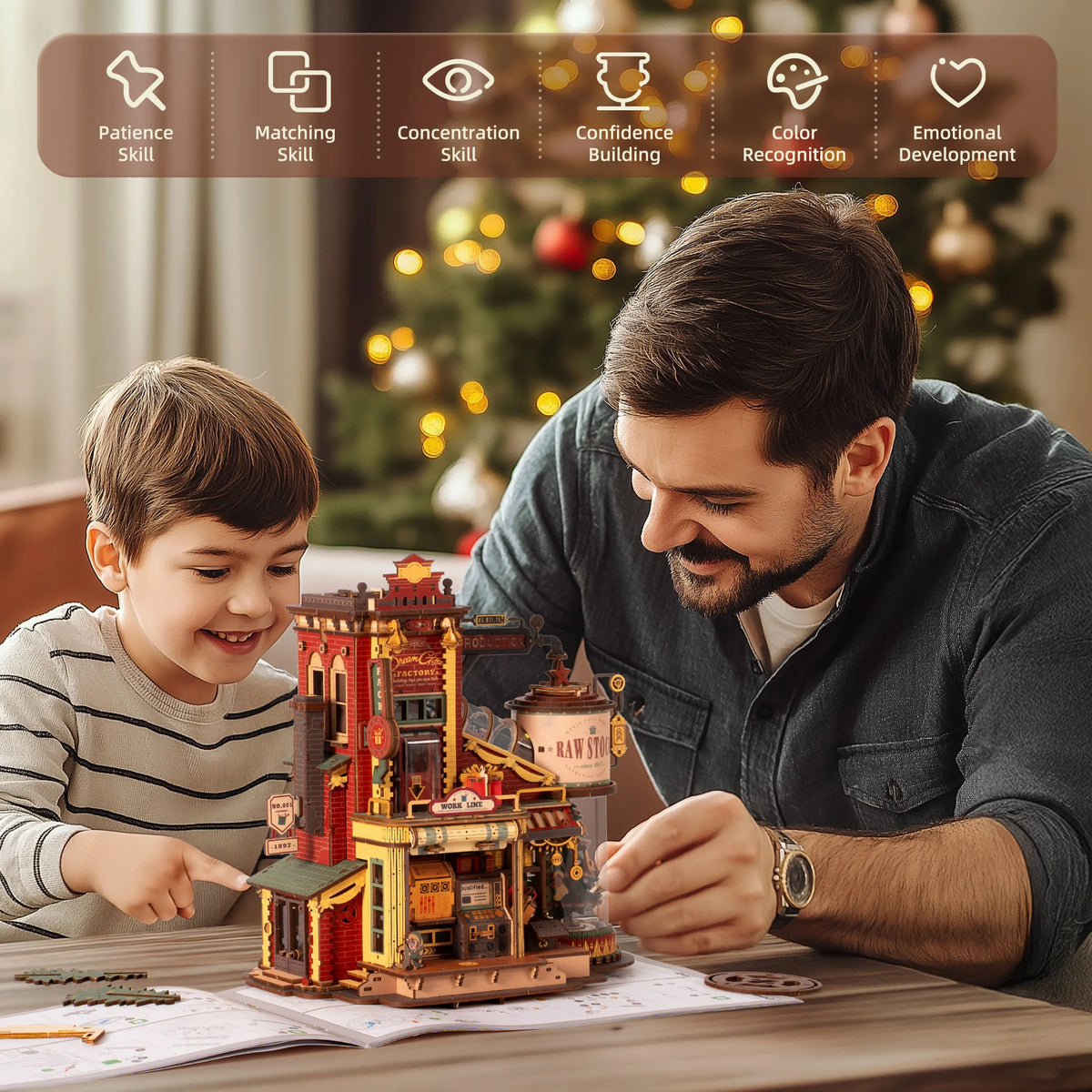 ROKR Wooden Mini Dollhouse 3D Puzzle Model Building Kit