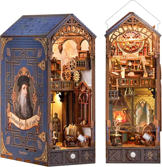 Shxi DIY Book Nook Wooden Miniature Dollhouse Shelf Insert