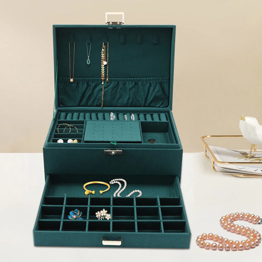 Three Tier Jewelry Box Organizer With Ring And Earring Storage