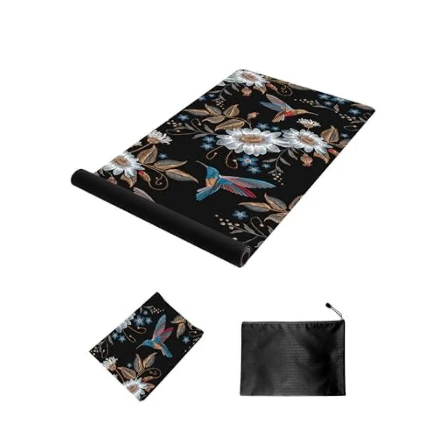 Printed Travel Yoga Mat With Carrying Bag Non Slip