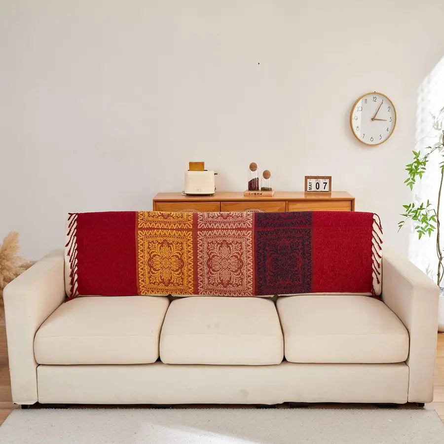 Chenille Jacquard Boho Throw Blanket For Sofa And Chair