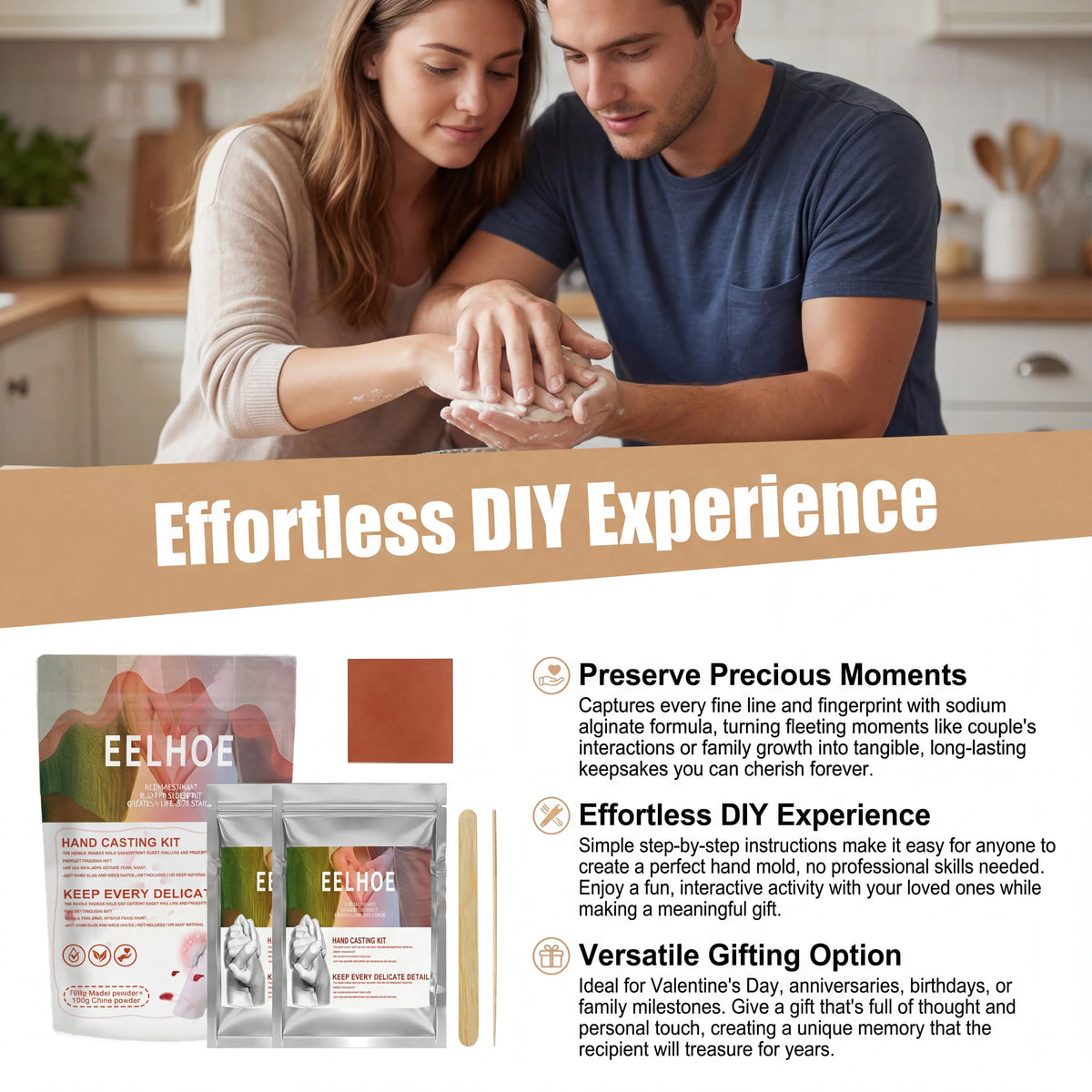 DIY Plaster Hand Mold Casting Kit For Couples Handholding Sculpture