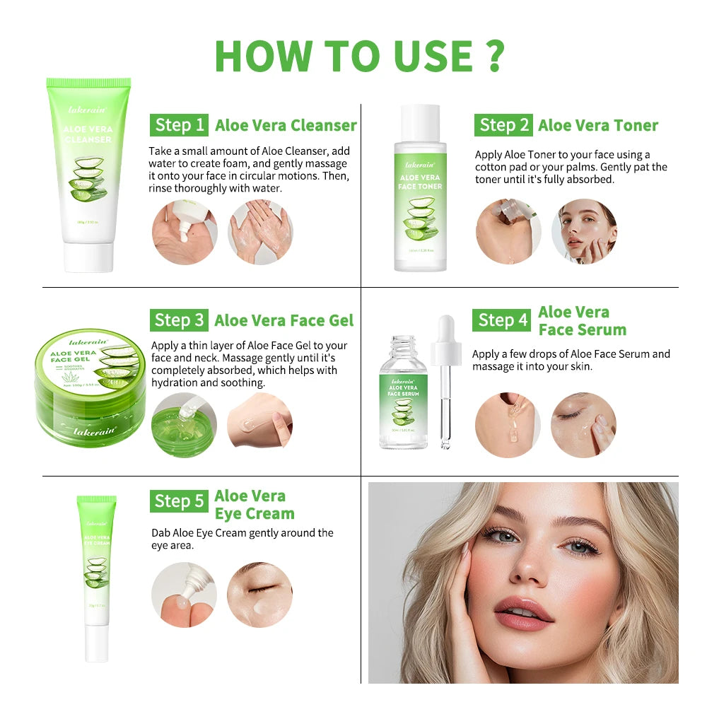 Lakerain Aloe Vera Skin Care Set Deep Hydration Kit