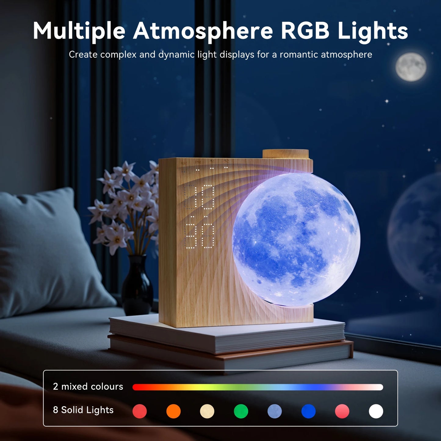 RETEYUNG Sunrise Alarm Clock For Heavy Sleepers With Moonlight