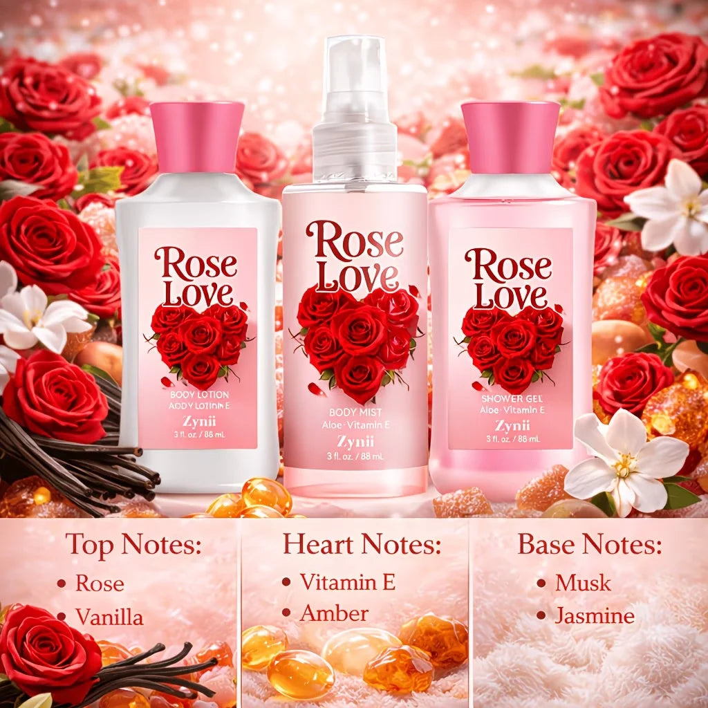 Strawberry Cake Peach Rose Bath Set With Shower Gel Lotion