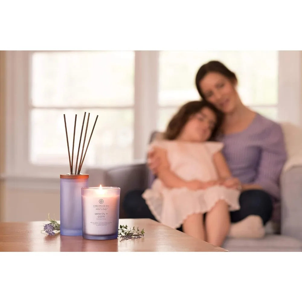 Lavender Thyme Soy Wax Candle For Relaxing Home Aromatherapy