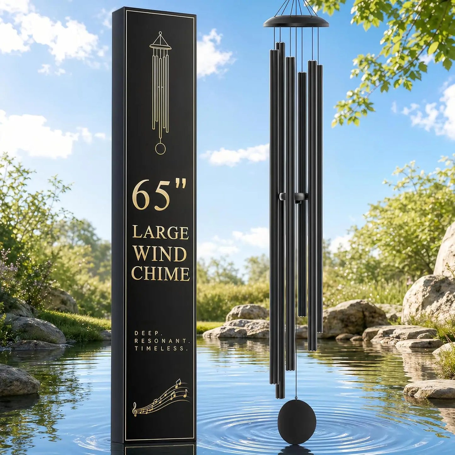 Outdoor Wind Chime With Deep Tone And Six-Tube Aluminum Tubes