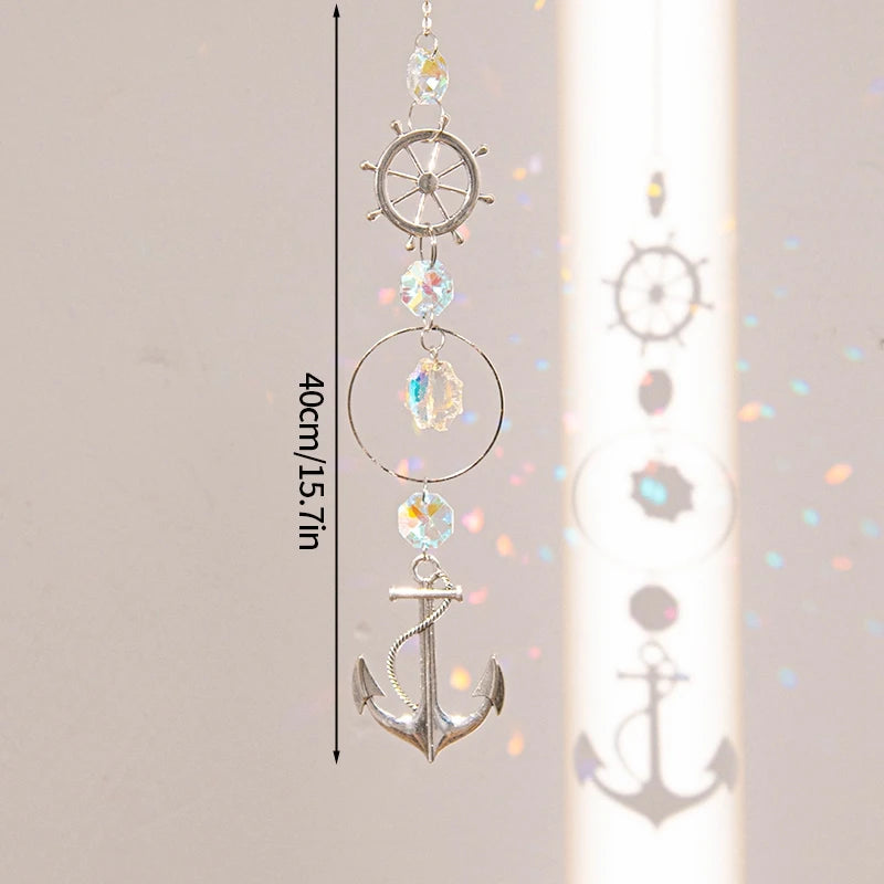 Crystal Moon Star Suncatcher Wind Chime Pendant For Outdoor Garden