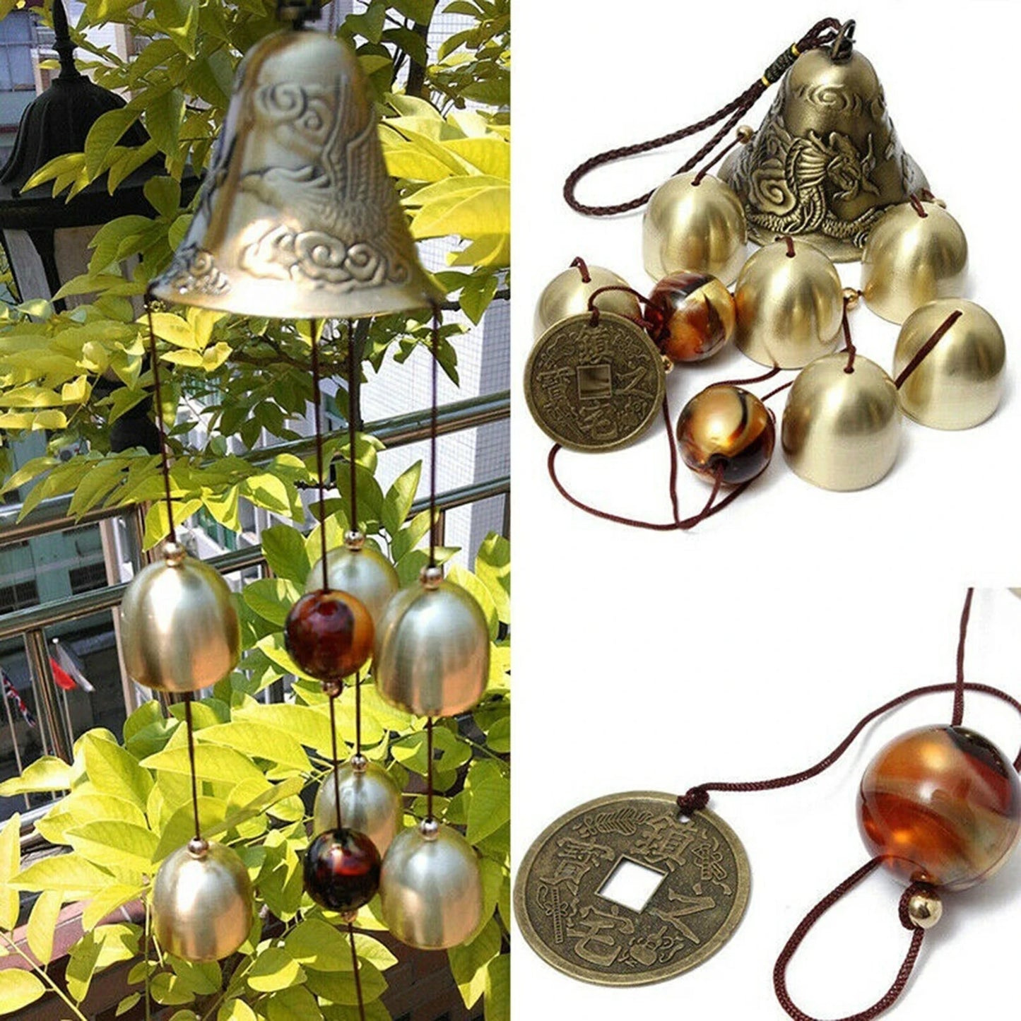 Xiangyanghua 6 Copper Bells Wind Chimes Outdoor Garden Decor