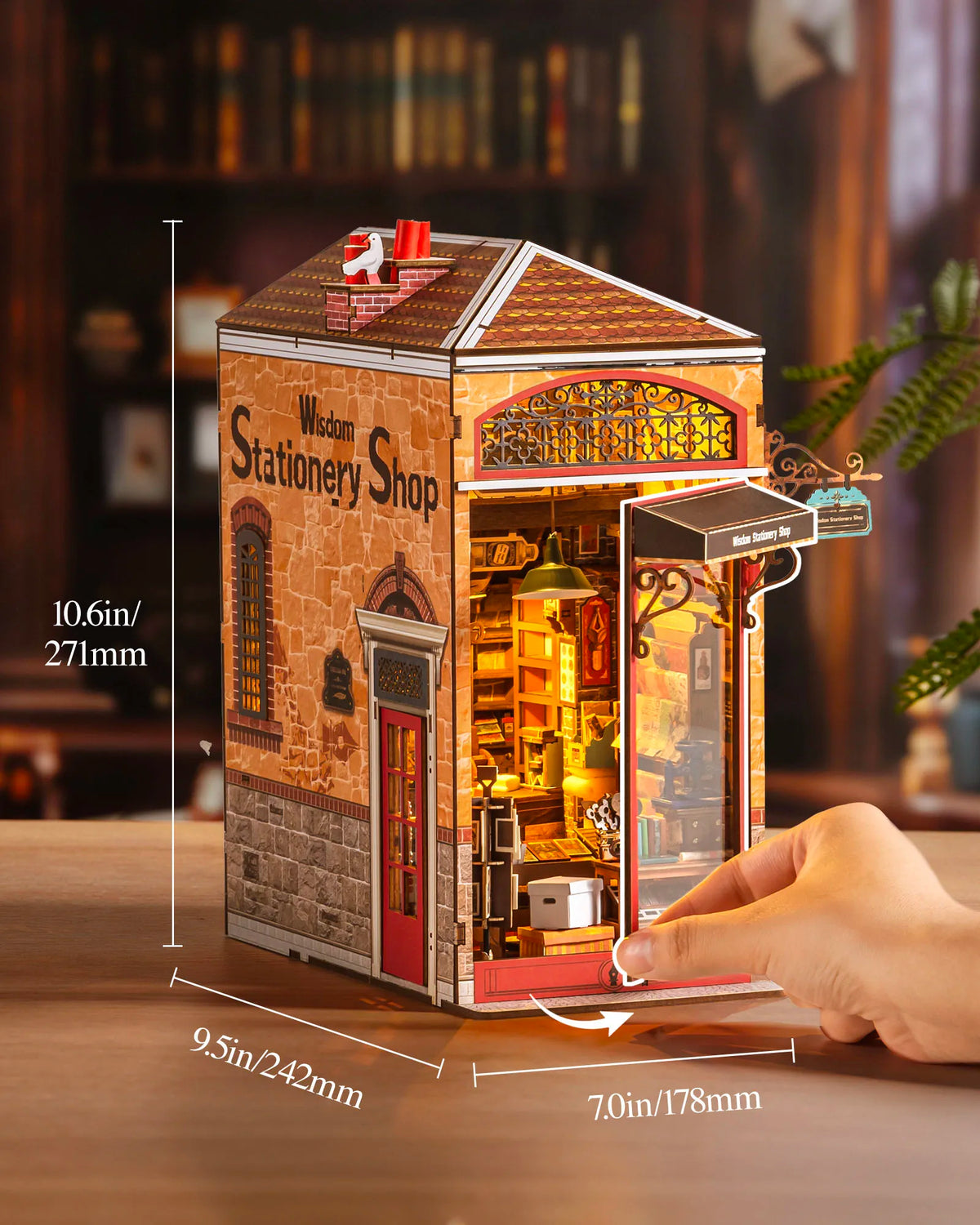 Rolife Wooden Book Nook DIY Kit LED Light Miniature Model