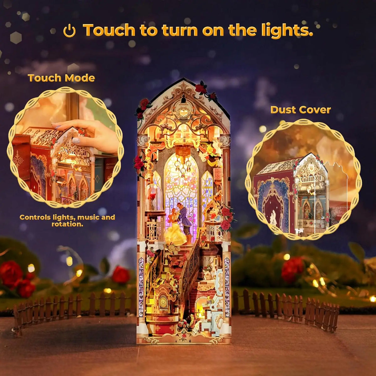 SHXI DIY Book Nook Kit 3D Wooden Music Lights Decor