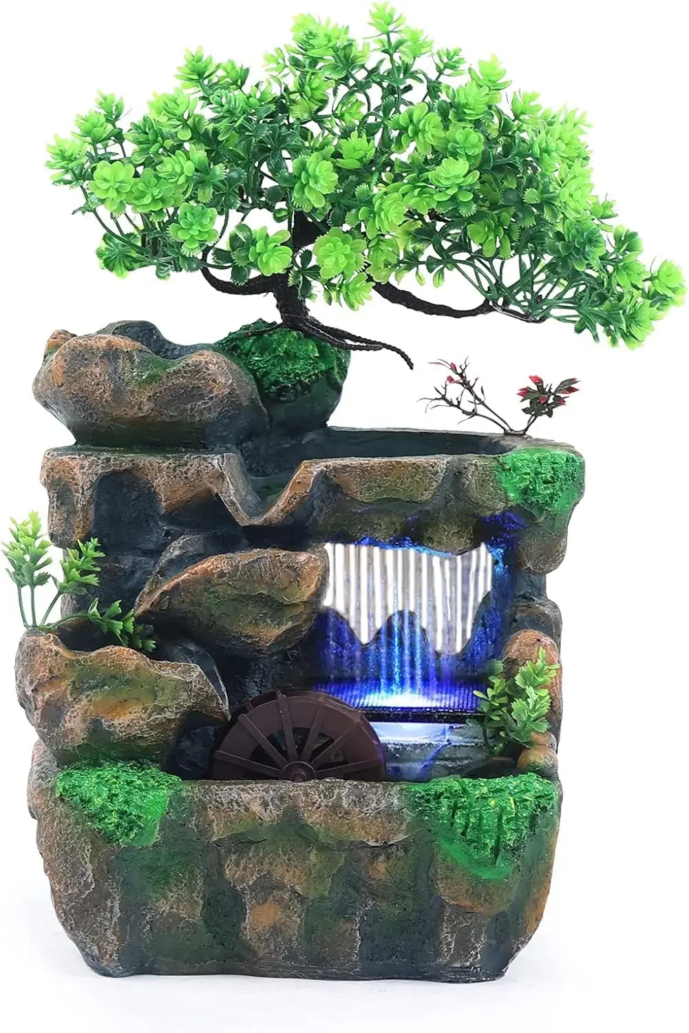Indoor Tabletop Waterfall Fountain With Auto Pump And LED Light