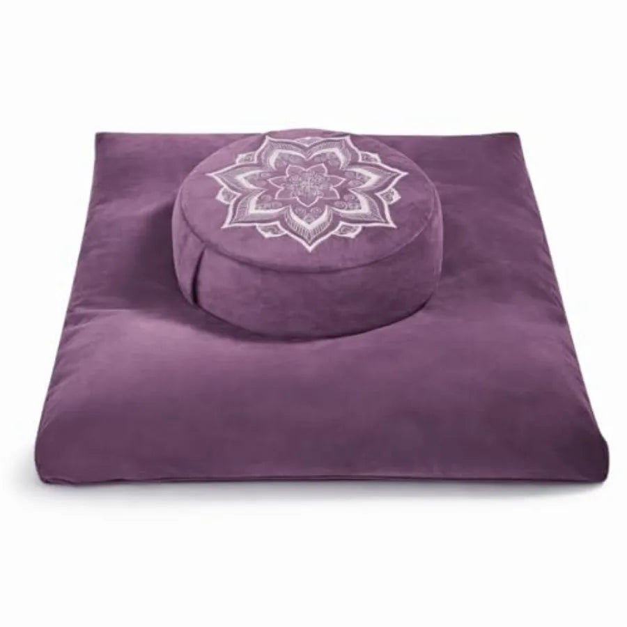 Meditation Cushion Set Zafu Zabuton Buckwheat Hull Memory Foam