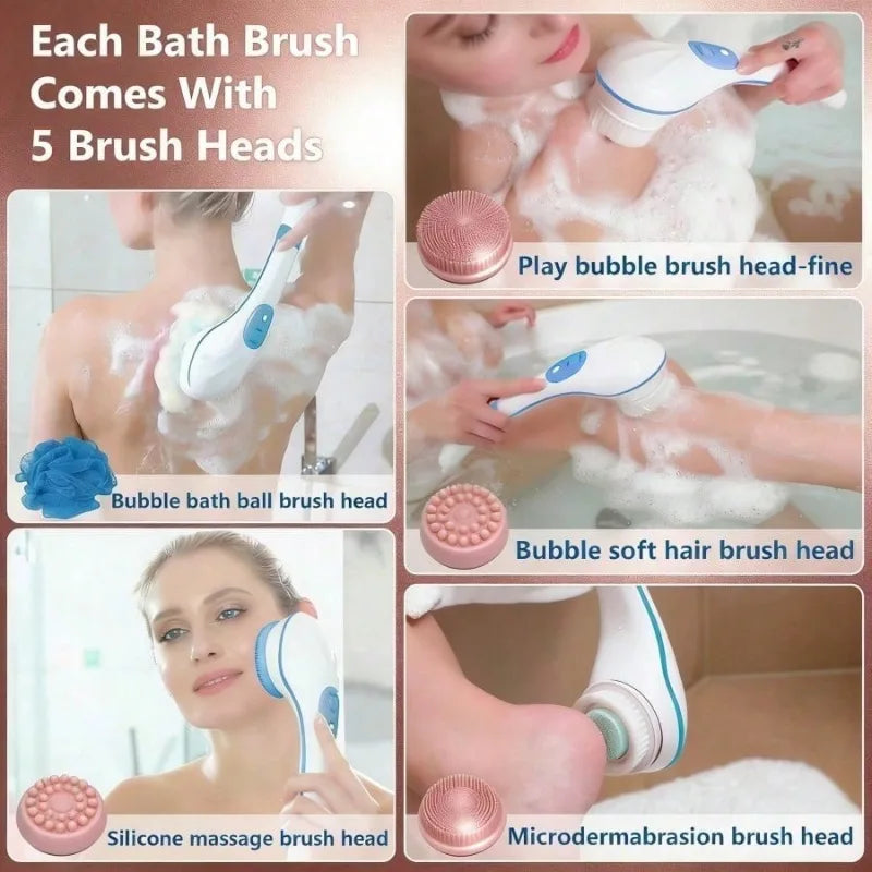 Long Handle Electric Shower Back Scrubber With Soft Bristles