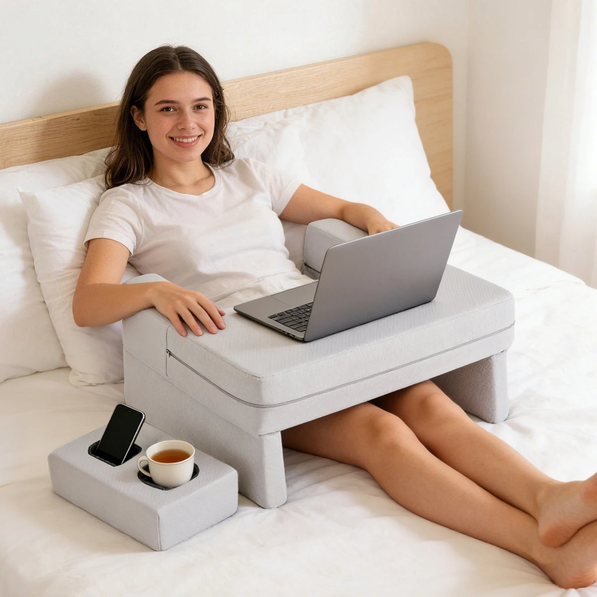 JHK Square Memory Foam Reading Pillow With Cooling Cover
