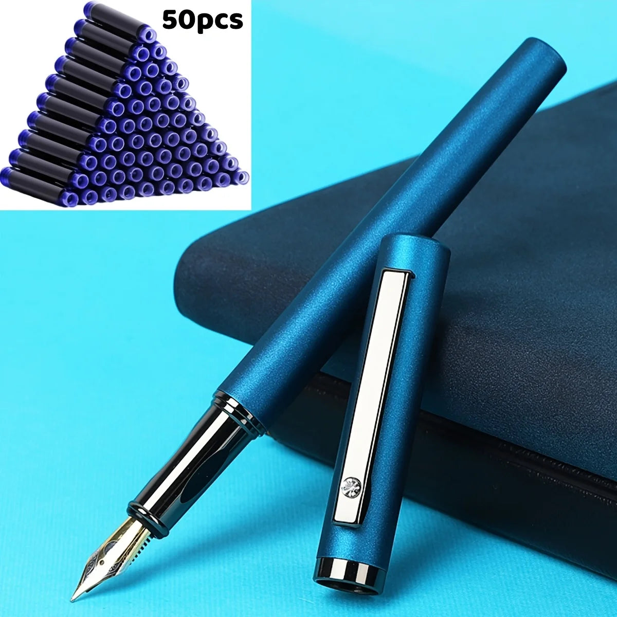 Fountain Pen With 50 Ink Cartridges 0.5mm Fine Nib