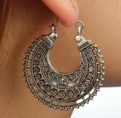 Bohemian Ethnic Hoop Earrings Handmade Vintage Tribal Jewelry For Women
